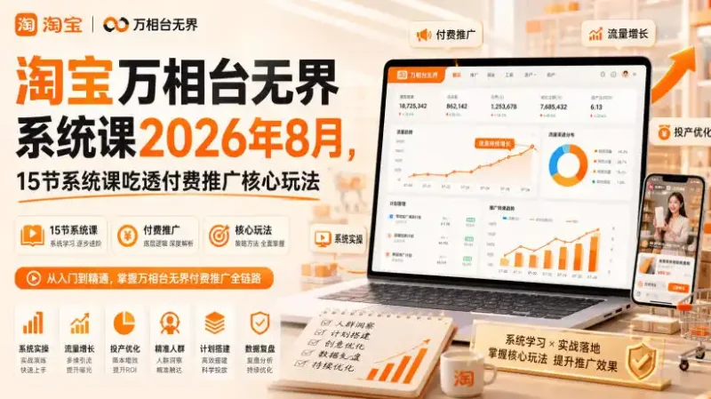 淘宝万相台无界系统课2026年8月，吃透付费推广核心玩法-课圈