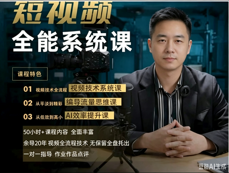2026余导短视频全能系统课|从拍摄到剪辑调色的全流程实战课-课圈